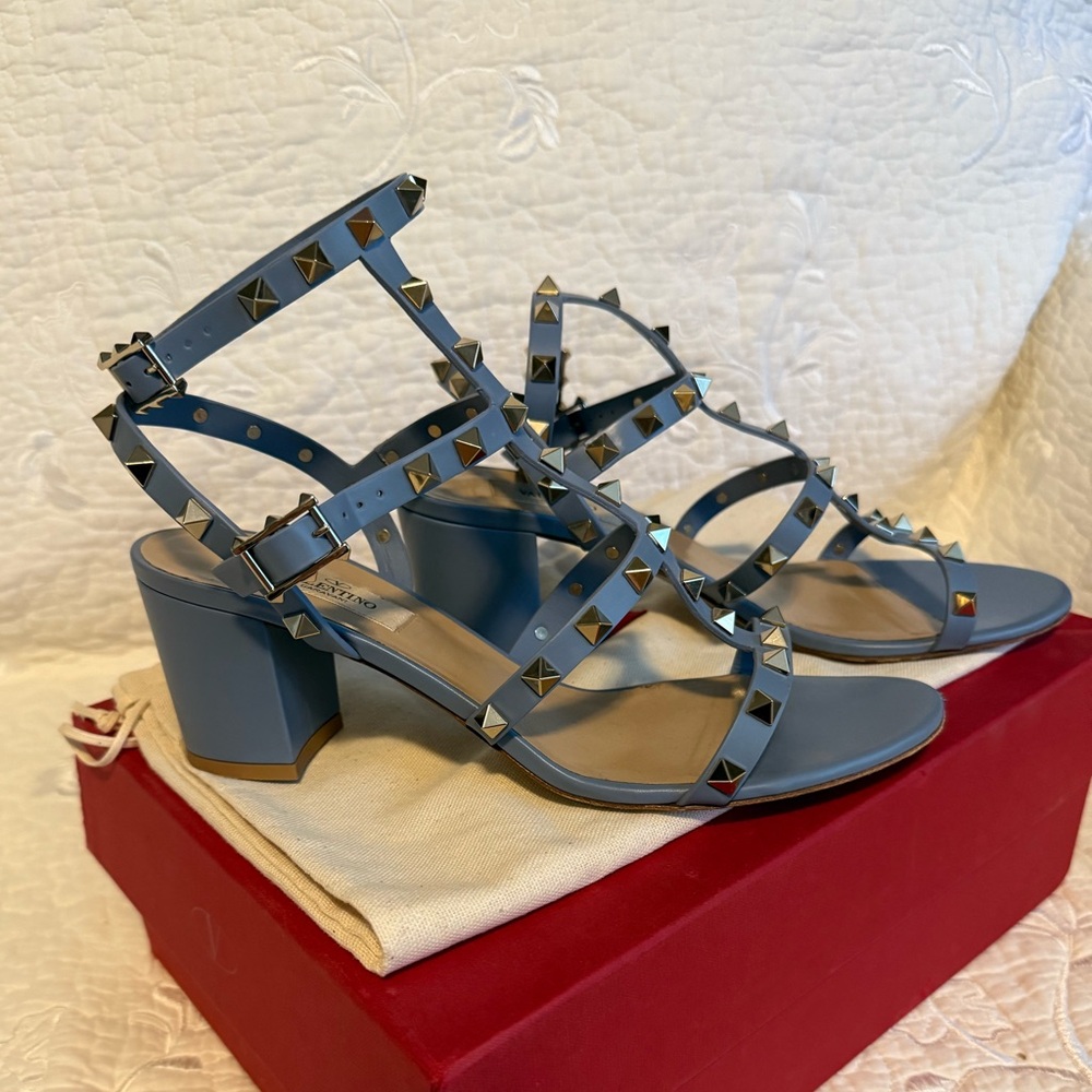 Valentino Garavani Blue Studded Sandal Heels